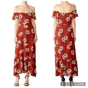 Reformation Butterfly off the shoulder Midi Dress tropica size 0